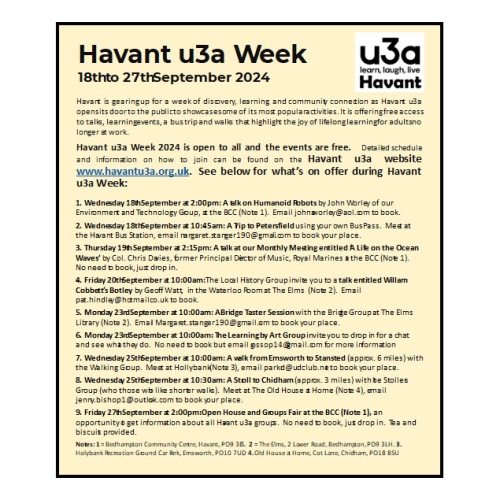 Havant u3a Week