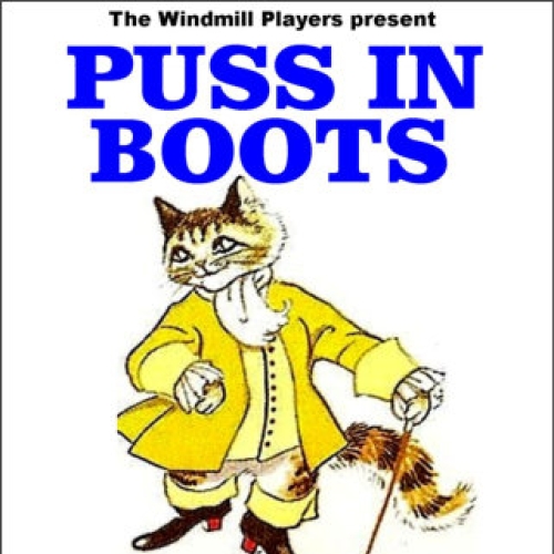 'PUSS IN BOOTS at Clanfield Memorial Hall' advert